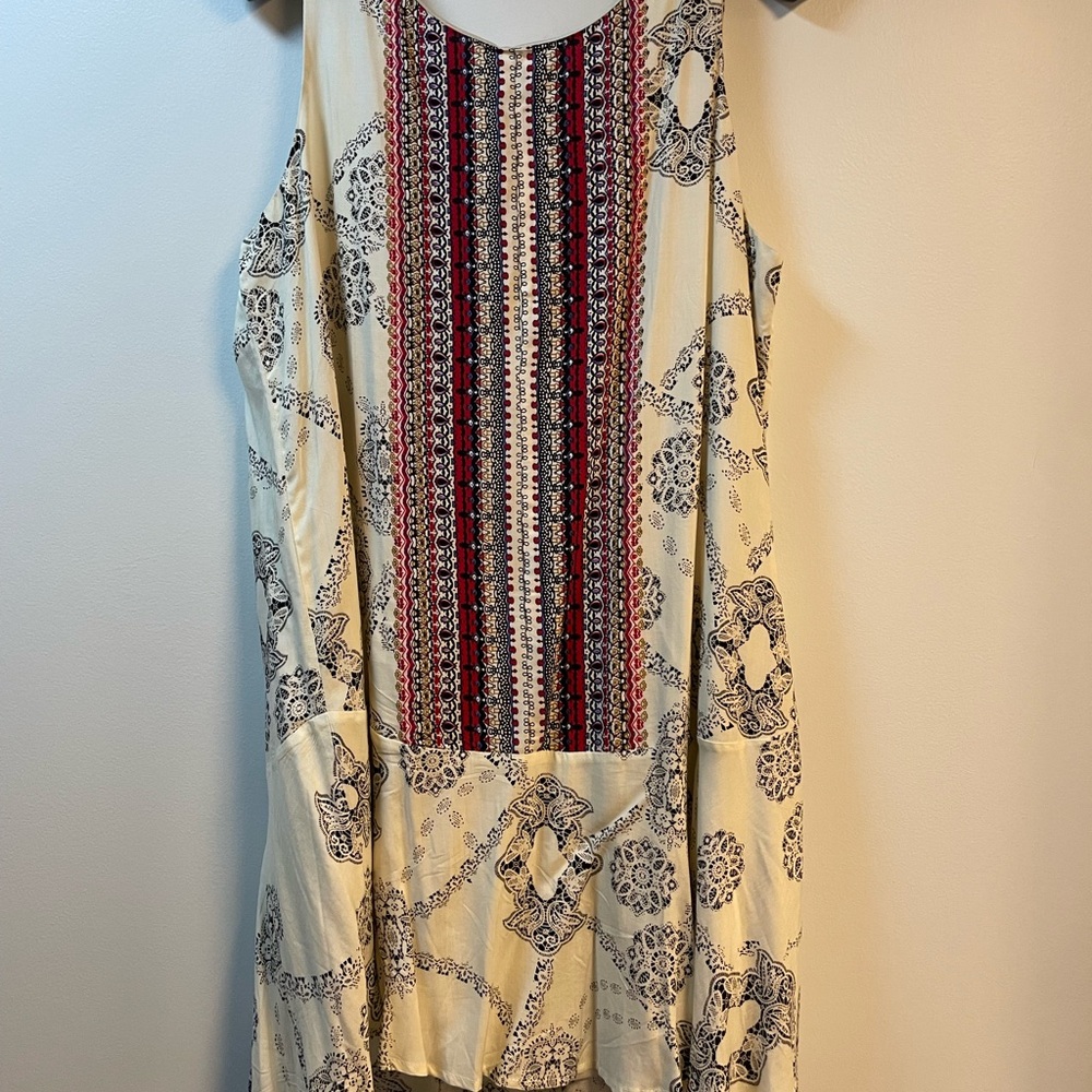 Entro Bohemian Sleeveless Dress with Red and Blue Patterns